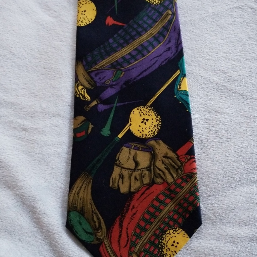 The Silk Connection Vintage Retro Golf Tie Blue
